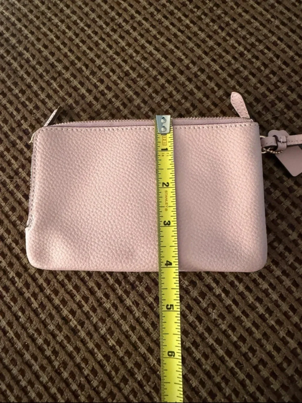 Coach Pink Pebbled Leather Wristlet with Gold Hardware